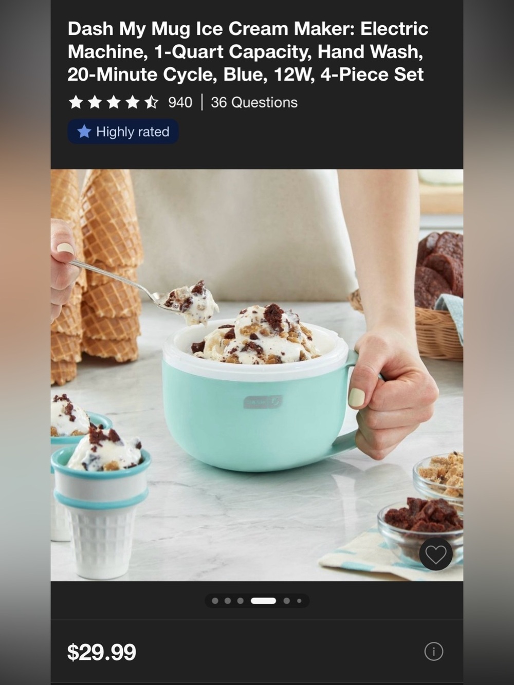Dash Ice Cream Maker Bowl Machine in Mint Blue Soldout NWTs - Picture 2 of 5